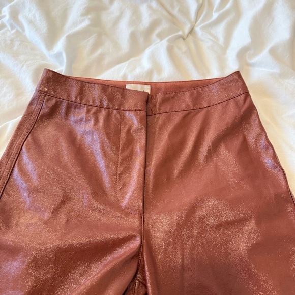 Wilfred Tempest Pant | High-Rise Italian Vinyl Coated Pants in Copper Brown - Picture 12 of 14